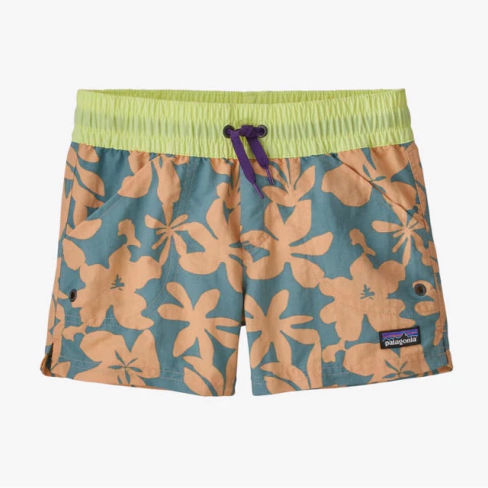 NWT Patagonia Girls' Costa Rica Baggies Shorts Unlined Cowry Peach